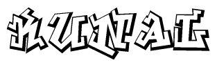 The clipart image features a stylized text in a graffiti font that reads Kunal.