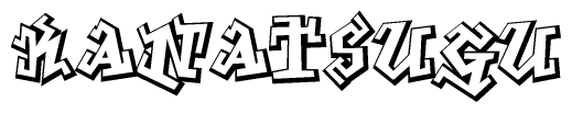 The image is a stylized representation of the letters Kanatsugu designed to mimic the look of graffiti text. The letters are bold and have a three-dimensional appearance, with emphasis on angles and shadowing effects.