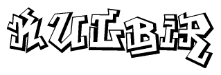 The clipart image depicts the word Kulbir in a style reminiscent of graffiti. The letters are drawn in a bold, block-like script with sharp angles and a three-dimensional appearance.