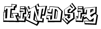 The clipart image depicts the word Lindsie in a style reminiscent of graffiti. The letters are drawn in a bold, block-like script with sharp angles and a three-dimensional appearance.