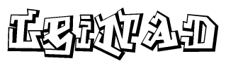 The image is a stylized representation of the letters Leinad designed to mimic the look of graffiti text. The letters are bold and have a three-dimensional appearance, with emphasis on angles and shadowing effects.
