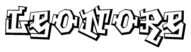 The image is a stylized representation of the letters Leonore designed to mimic the look of graffiti text. The letters are bold and have a three-dimensional appearance, with emphasis on angles and shadowing effects.