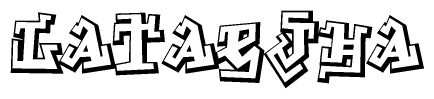 The clipart image depicts the word Lataejha in a style reminiscent of graffiti. The letters are drawn in a bold, block-like script with sharp angles and a three-dimensional appearance.