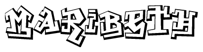 The clipart image depicts the word Maribeth in a style reminiscent of graffiti. The letters are drawn in a bold, block-like script with sharp angles and a three-dimensional appearance.
