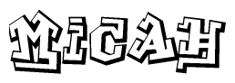 The clipart image depicts the word Micah in a style reminiscent of graffiti. The letters are drawn in a bold, block-like script with sharp angles and a three-dimensional appearance.