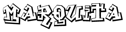 The clipart image depicts the word Marquita in a style reminiscent of graffiti. The letters are drawn in a bold, block-like script with sharp angles and a three-dimensional appearance.