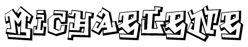 The clipart image depicts the word Michaelene in a style reminiscent of graffiti. The letters are drawn in a bold, block-like script with sharp angles and a three-dimensional appearance.