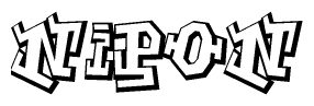 The clipart image depicts the word Nipon in a style reminiscent of graffiti. The letters are drawn in a bold, block-like script with sharp angles and a three-dimensional appearance.