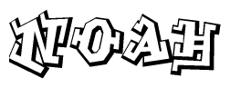 The clipart image depicts the word Noah in a style reminiscent of graffiti. The letters are drawn in a bold, block-like script with sharp angles and a three-dimensional appearance.