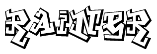 The clipart image depicts the word Rainer in a style reminiscent of graffiti. The letters are drawn in a bold, block-like script with sharp angles and a three-dimensional appearance.