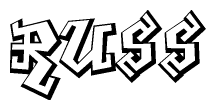 The clipart image features a stylized text in a graffiti font that reads Russ.