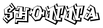 The image is a stylized representation of the letters Shonna designed to mimic the look of graffiti text. The letters are bold and have a three-dimensional appearance, with emphasis on angles and shadowing effects.