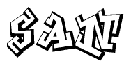 The clipart image features a stylized text in a graffiti font that reads San.
