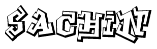 The clipart image features a stylized text in a graffiti font that reads Sachin.