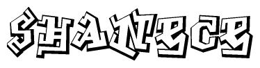 The clipart image depicts the word Shanece in a style reminiscent of graffiti. The letters are drawn in a bold, block-like script with sharp angles and a three-dimensional appearance.