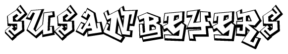 The image is a stylized representation of the letters Susanbeyers designed to mimic the look of graffiti text. The letters are bold and have a three-dimensional appearance, with emphasis on angles and shadowing effects.