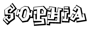 The clipart image depicts the word Sophia in a style reminiscent of graffiti. The letters are drawn in a bold, block-like script with sharp angles and a three-dimensional appearance.
