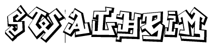 The clipart image features a stylized text in a graffiti font that reads Swalheim.
