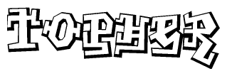 The clipart image depicts the word Topher in a style reminiscent of graffiti. The letters are drawn in a bold, block-like script with sharp angles and a three-dimensional appearance.