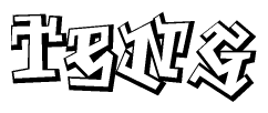 The clipart image depicts the word Teng in a style reminiscent of graffiti. The letters are drawn in a bold, block-like script with sharp angles and a three-dimensional appearance.