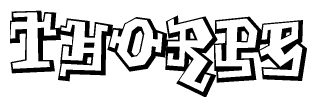 The clipart image depicts the word Thorpe in a style reminiscent of graffiti. The letters are drawn in a bold, block-like script with sharp angles and a three-dimensional appearance.