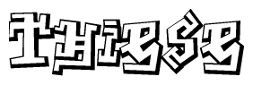 The clipart image depicts the word Thiese in a style reminiscent of graffiti. The letters are drawn in a bold, block-like script with sharp angles and a three-dimensional appearance.