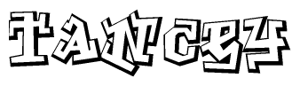 The image is a stylized representation of the letters Tancey designed to mimic the look of graffiti text. The letters are bold and have a three-dimensional appearance, with emphasis on angles and shadowing effects.