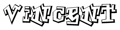 The clipart image features a stylized text in a graffiti font that reads Vincent.