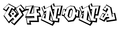 The image is a stylized representation of the letters Wynona designed to mimic the look of graffiti text. The letters are bold and have a three-dimensional appearance, with emphasis on angles and shadowing effects.