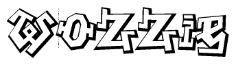 The clipart image depicts the word Wozzie in a style reminiscent of graffiti. The letters are drawn in a bold, block-like script with sharp angles and a three-dimensional appearance.