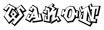 The clipart image features a stylized text in a graffiti font that reads Wakon.