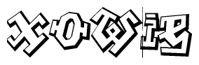 The clipart image depicts the word Xowie in a style reminiscent of graffiti. The letters are drawn in a bold, block-like script with sharp angles and a three-dimensional appearance.
