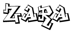 The clipart image features a stylized text in a graffiti font that reads Zara.