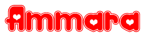 The image displays the word Ammara written in a stylized red font with hearts inside the letters.