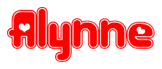 The image displays the word Alynne written in a stylized red font with hearts inside the letters.