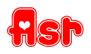 The image displays the word Asr written in a stylized red font with hearts inside the letters.