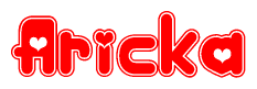 The image displays the word Aricka written in a stylized red font with hearts inside the letters.