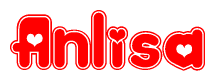 The image displays the word Anlisa written in a stylized red font with hearts inside the letters.