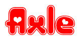 The image displays the word Axle written in a stylized red font with hearts inside the letters.