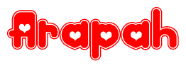 The image displays the word Arapah written in a stylized red font with hearts inside the letters.
