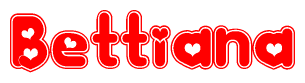 The image is a clipart featuring the word Bettiana written in a stylized font with a heart shape replacing inserted into the center of each letter. The color scheme of the text and hearts is red with a light outline.