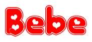 The image displays the word Bebe written in a stylized red font with hearts inside the letters.