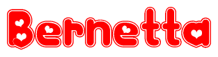 The image displays the word Bernetta written in a stylized red font with hearts inside the letters.