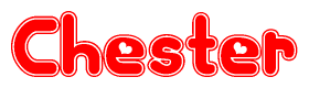 The image displays the word Chester written in a stylized red font with hearts inside the letters.