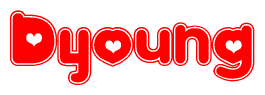 The image displays the word Dyoung written in a stylized red font with hearts inside the letters.