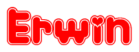 The image is a clipart featuring the word Erwin written in a stylized font with a heart shape replacing inserted into the center of each letter. The color scheme of the text and hearts is red with a light outline.