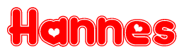 The image displays the word Hannes written in a stylized red font with hearts inside the letters.
