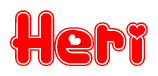The image is a clipart featuring the word Heri written in a stylized font with a heart shape replacing inserted into the center of each letter. The color scheme of the text and hearts is red with a light outline.