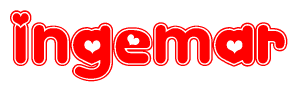 The image displays the word Ingemar written in a stylized red font with hearts inside the letters.