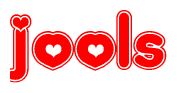 The image displays the word Jools written in a stylized red font with hearts inside the letters.